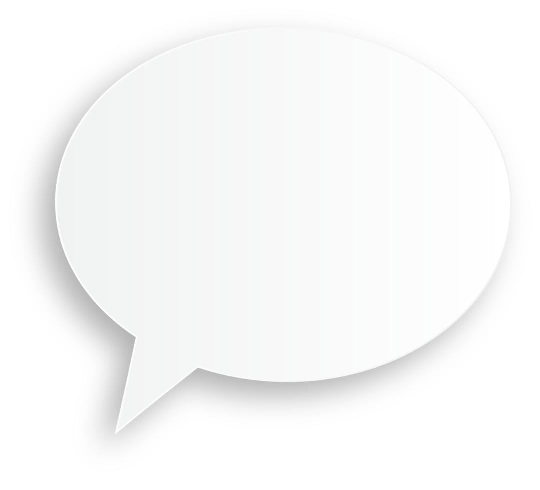 A blank white speech bubble with a tail pointing left.